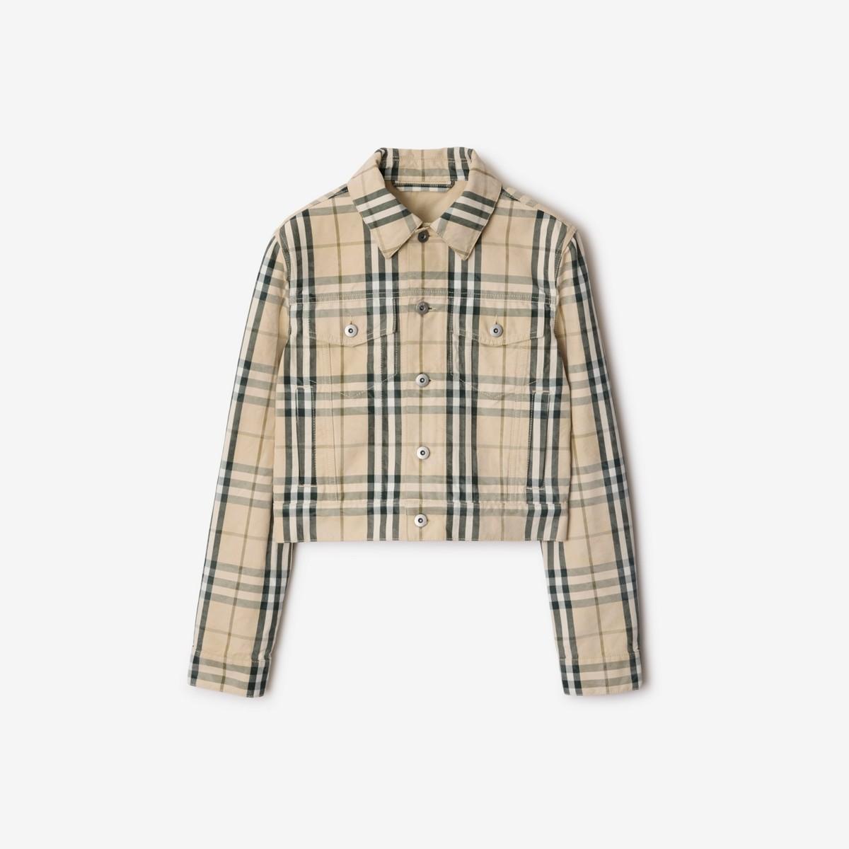 BURBERRY Long Sleeved Checked Buttoned Jacket In Grain Product Image