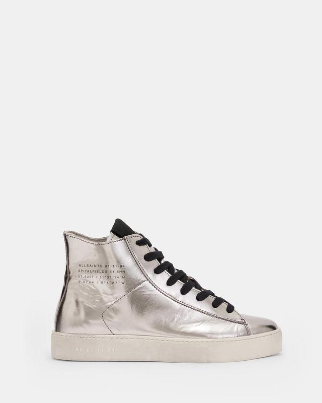 AllSaints Tana Metallic Leather High Top Sneakers Product Image