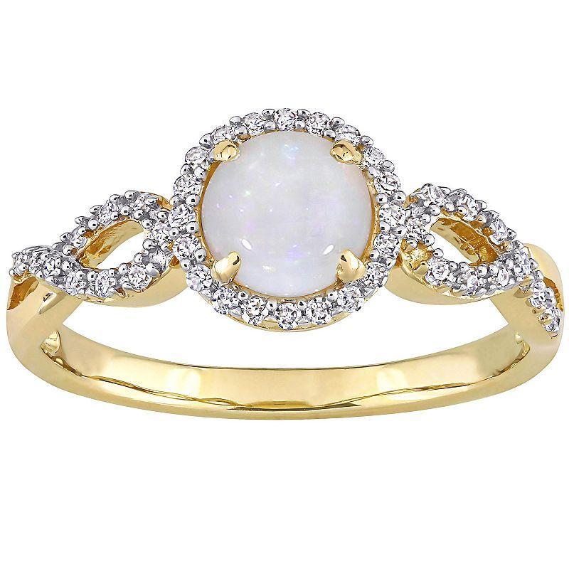 Stella Grace 10k Gold White Opal & 1/6 Carat T.W. Diamond Infinity Ring, Womens Product Image