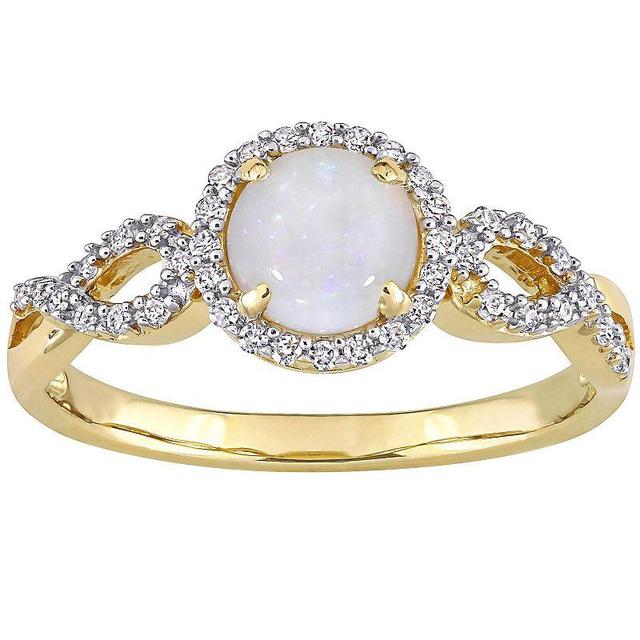 Stella Grace 10k Gold White Opal & 1/6 Carat T.W. Diamond Infinity Ring, Womens Product Image