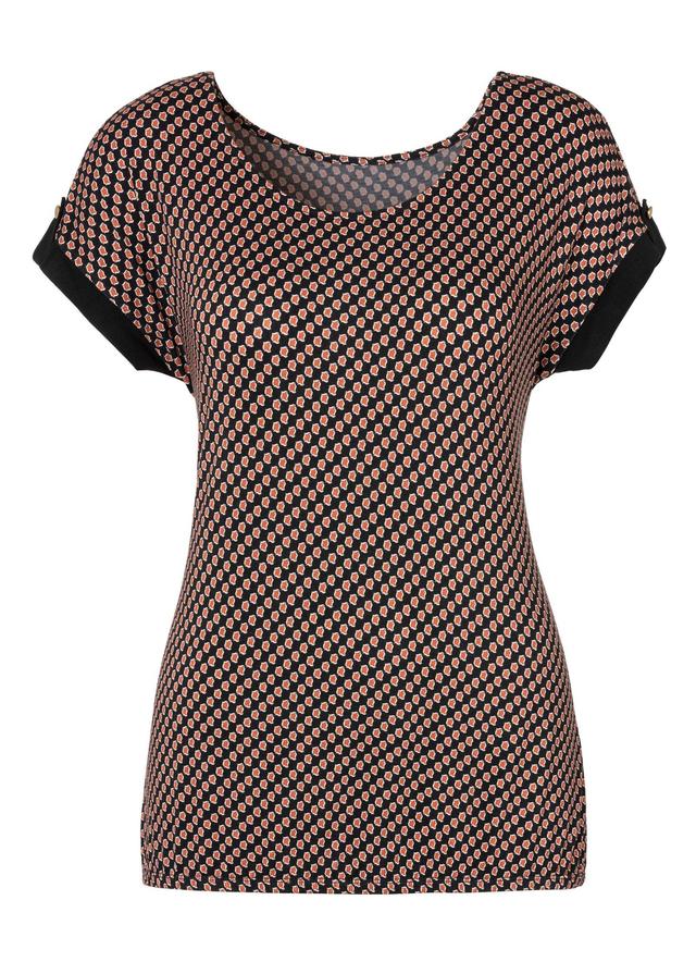 Printed Scoop-Neck Top - Brown Product Image