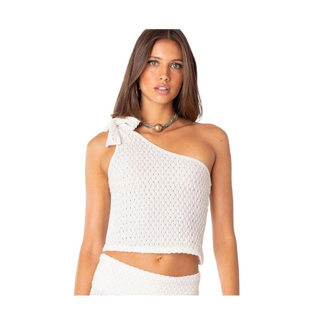 EDIKTED Amalia Textured Knit One-Shoulder Top Product Image