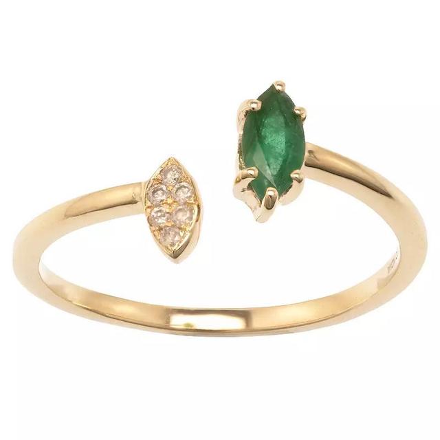 Gemistry 14k Gold Emerald & White Topaz Open Marquise Ring, Womens Product Image