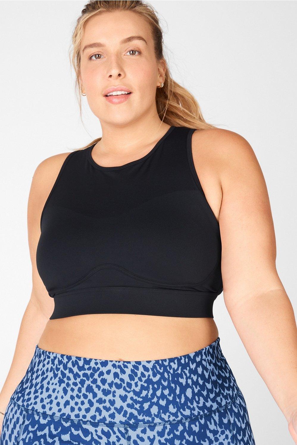 Fabletics Blare Cross Back Medium Impact Sports Bra Womens black plus Size 4X Product Image