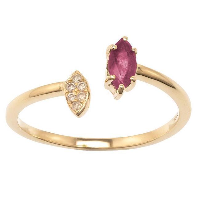 Gemistry 14k Gold Ruby & White Topaz Open Marquise Ring, Womens Product Image