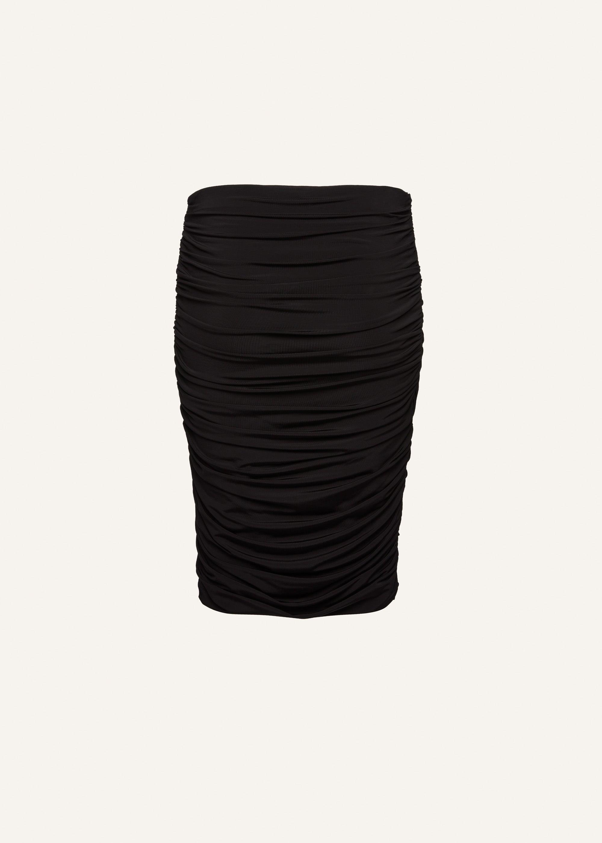 Jersey draped midi skirt in black Product Image