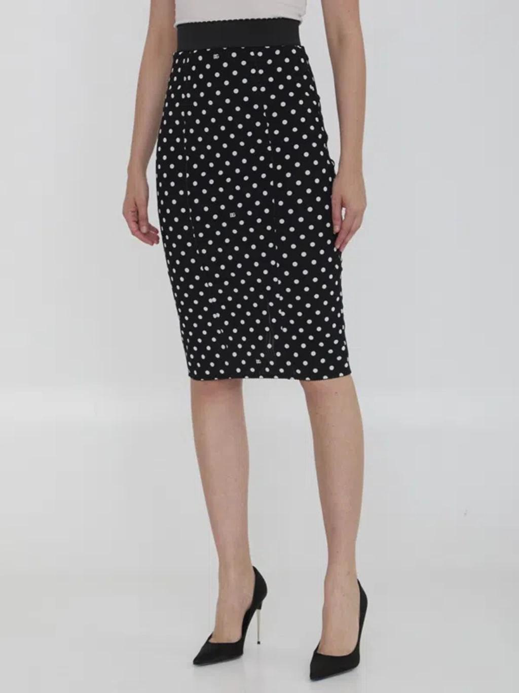 DOLCE & GABBANA Skirt With Polkadot Print In Black Product Image