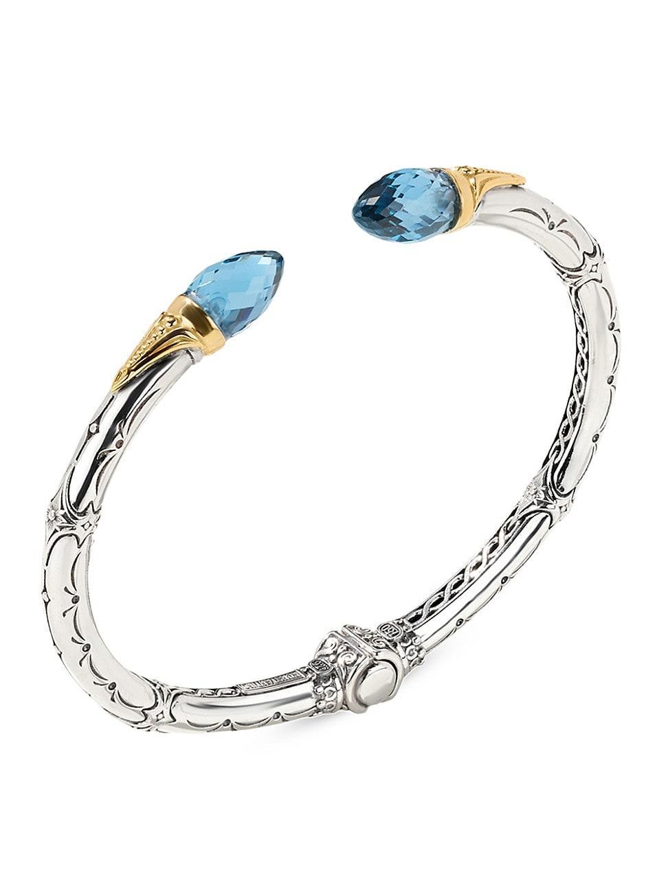 Womens Anthos Dagger Hinge Sterling Silver, 18K Yellow Gold & Blue Spinel Cuff Product Image