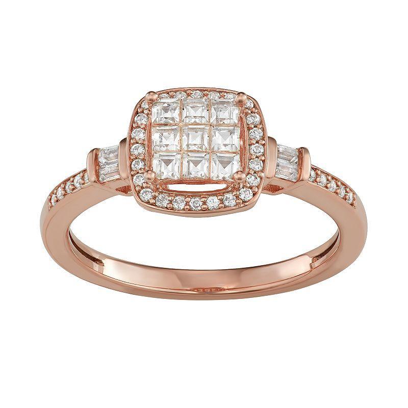 Lovemark 10k Rose Gold 1/2 Carat T.W. Diamond Halo Engagement Ring, Womens White Product Image