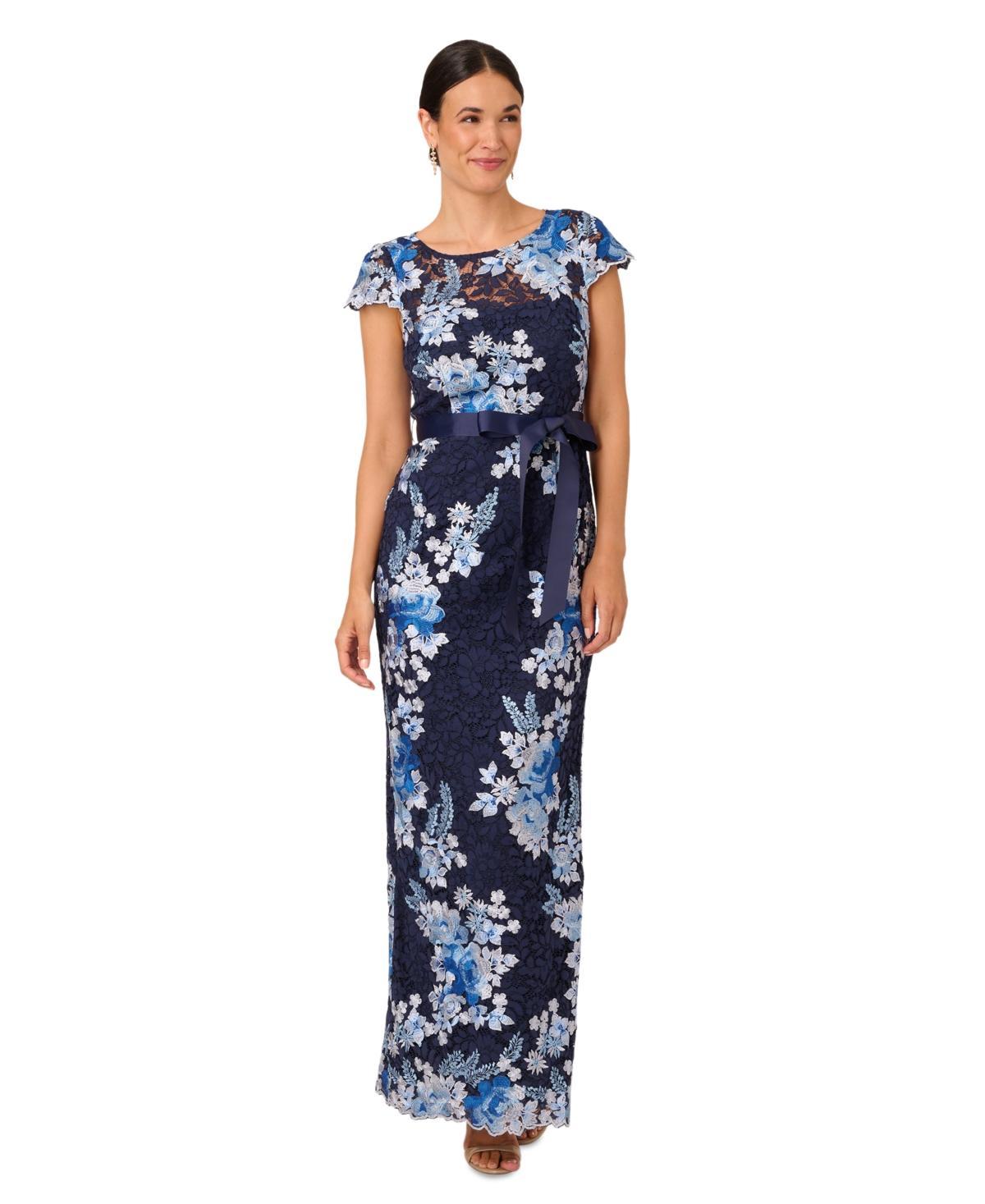 Adrianna Papell Womens Embroidered Lace Gown Product Image