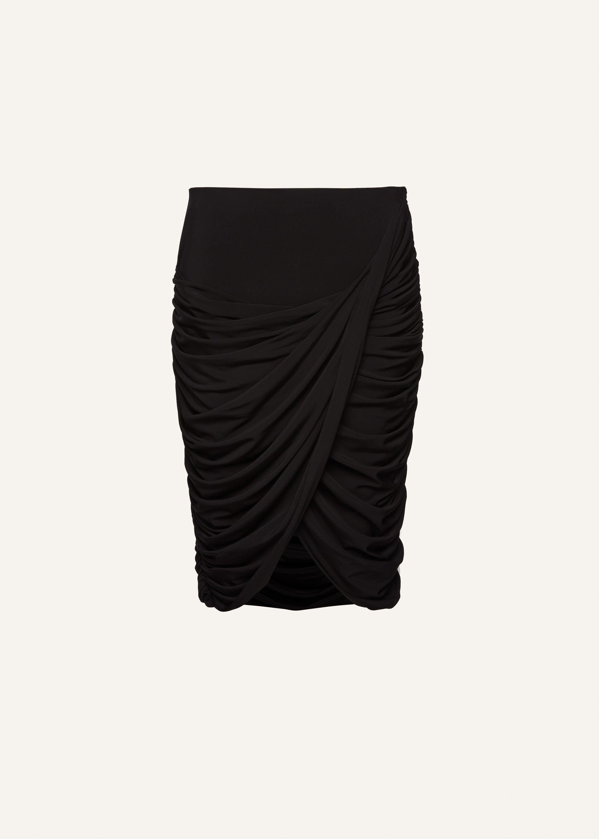 Jersey draped midi skirt in black Product Image