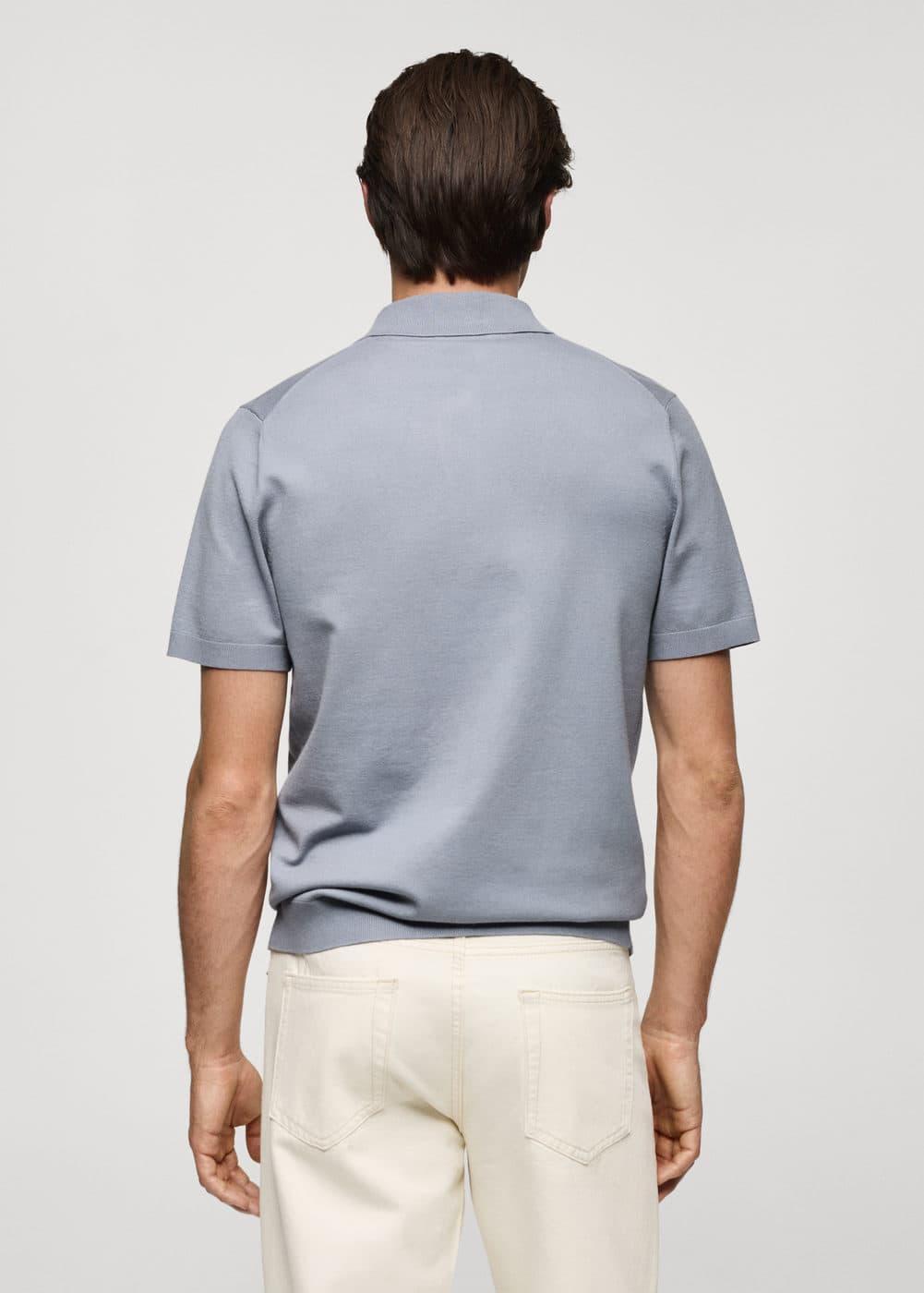 MANGO MAN - Fine-knit polo shirt china blueMen Product Image