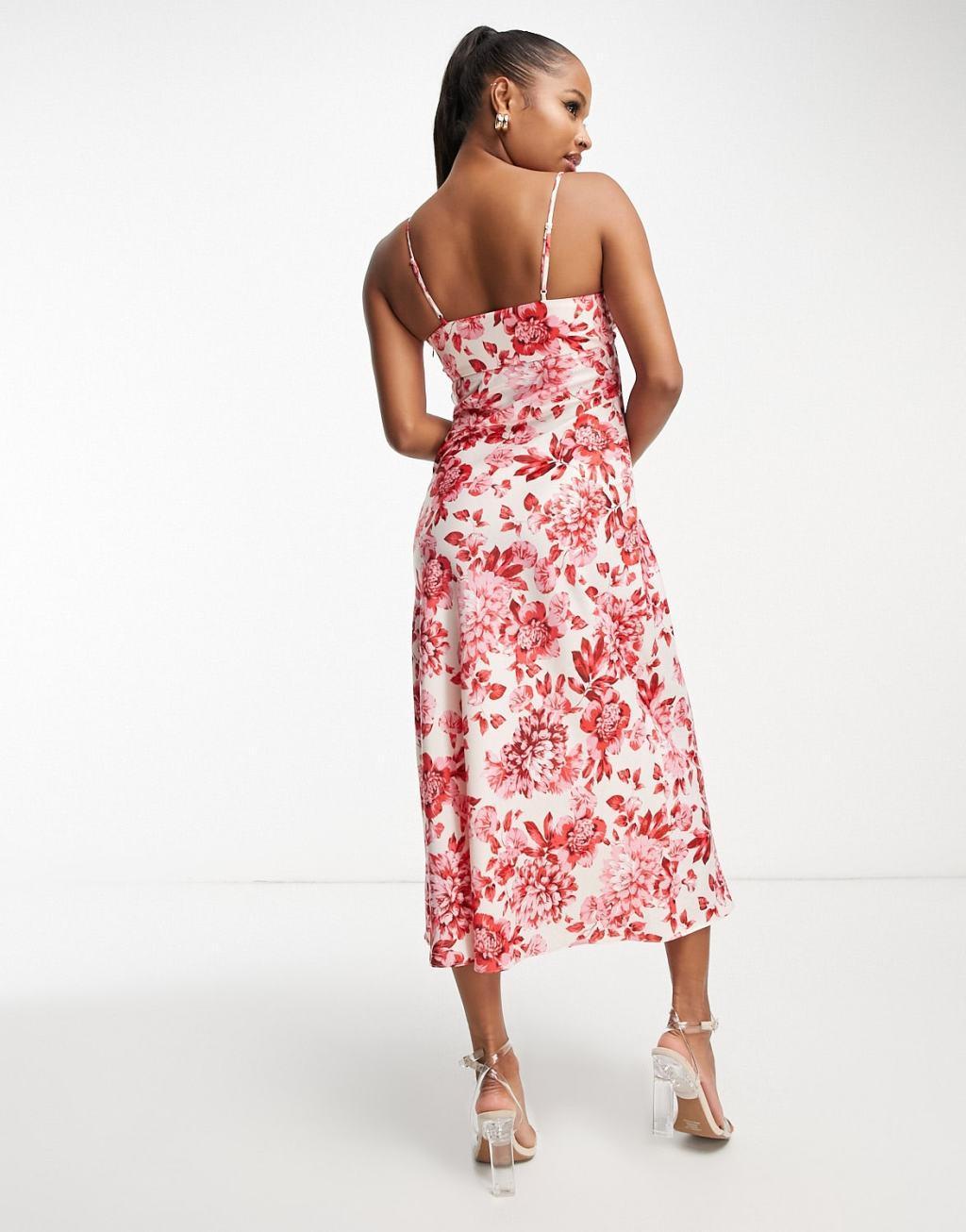 Ever New Petite strappy maxi dress in red floral  Product Image