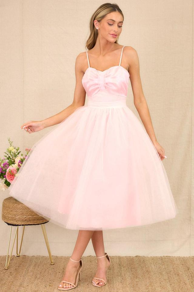 Dance On Air Light Pink Tulle Midi Dress Product Image