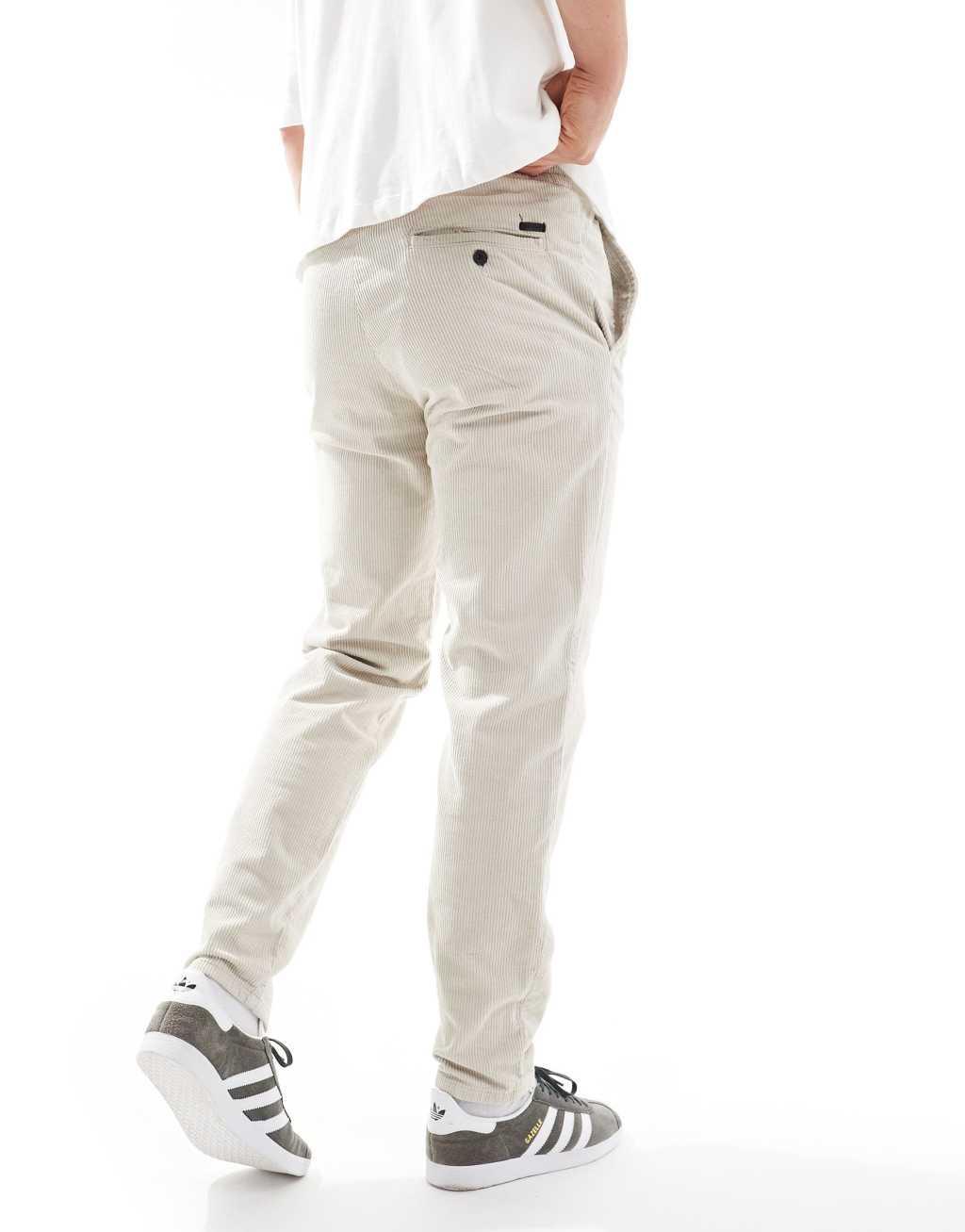 ONLY & SONS tapered corduroy pants in cream Product Image