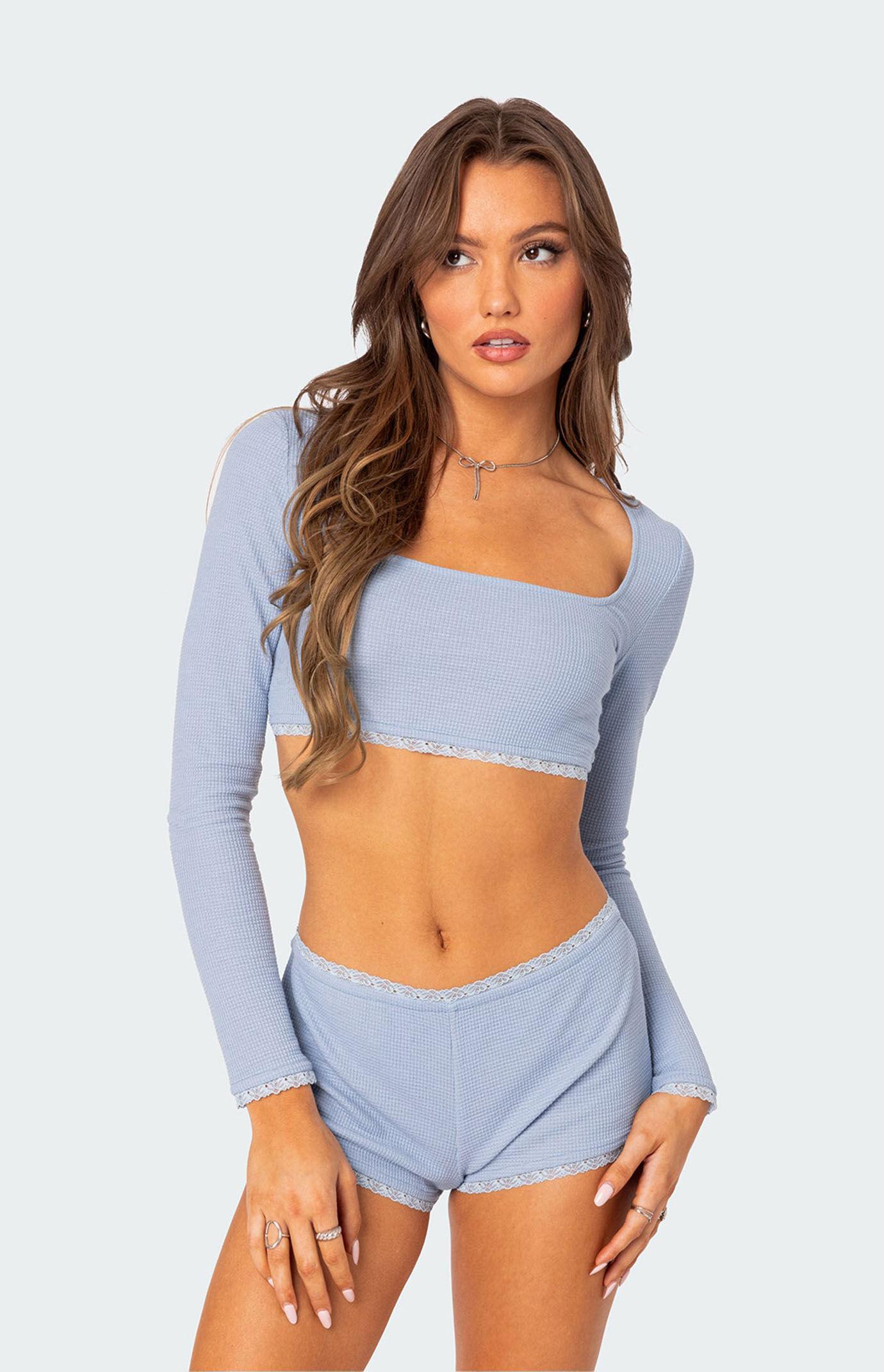 Edikted Women's Grwm Waffle Crop Top Product Image