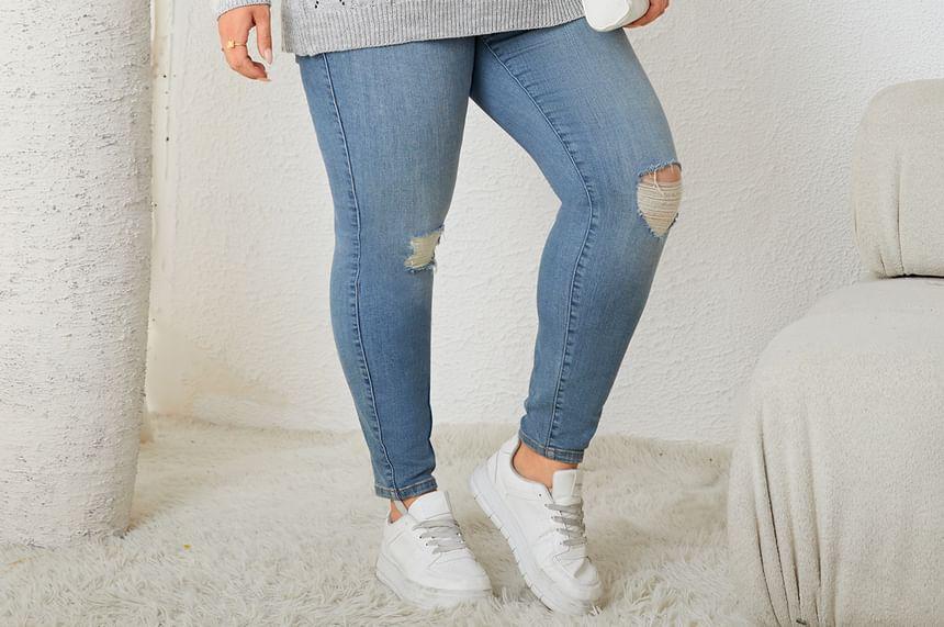 Cold Shoulder Plain Cable Knit Sweater Product Image