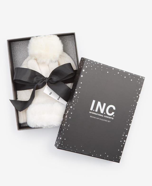 I.n.c. International Concepts Womens Beanie & Faux-Fur-Trim Gloves Gift Set, Created for Macys Product Image