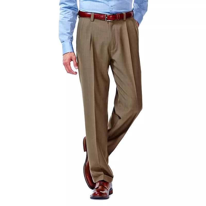 Mens Haggar eCLo Stria Classic-Fit Hidden Expandable Waist Pleated Dress Pants Product Image