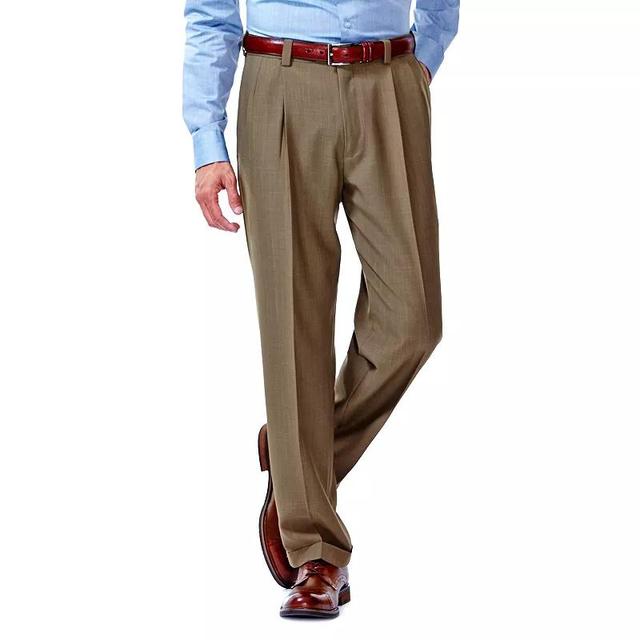 Mens Haggar eCLo Stria Classic-Fit Hidden Expandable Waist Pleated Dress Pants Blue Product Image