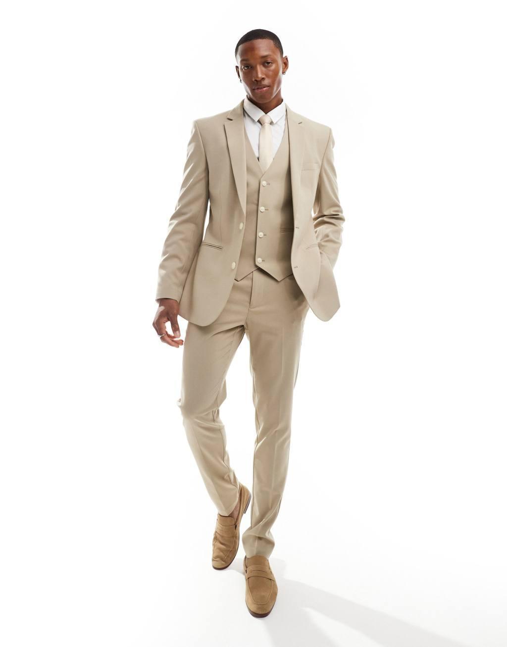 ASOS DESIGN skinny suit suit vest in stone Product Image