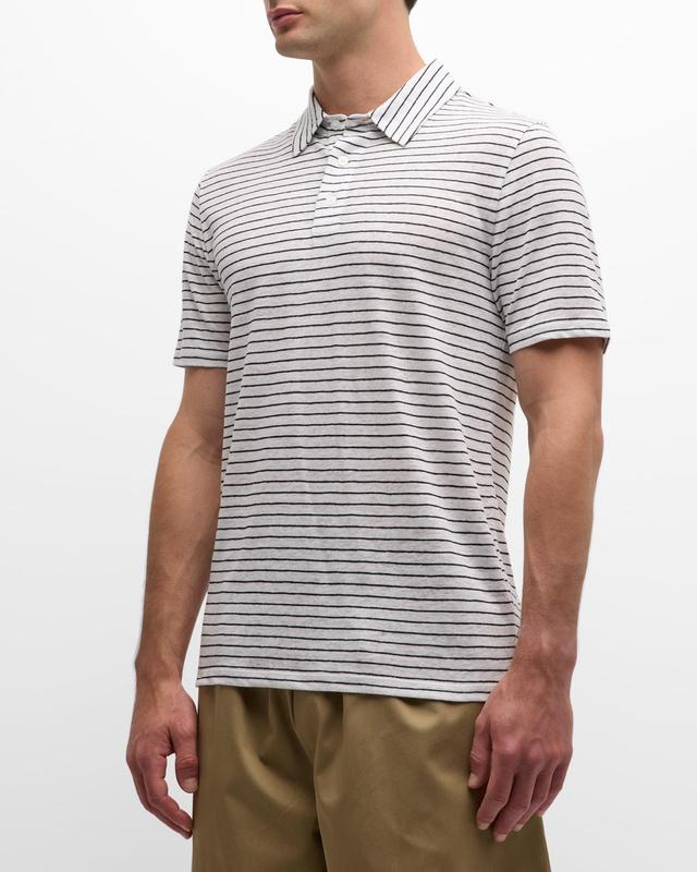 Men's Striped Linen Polo Shirt Product Image