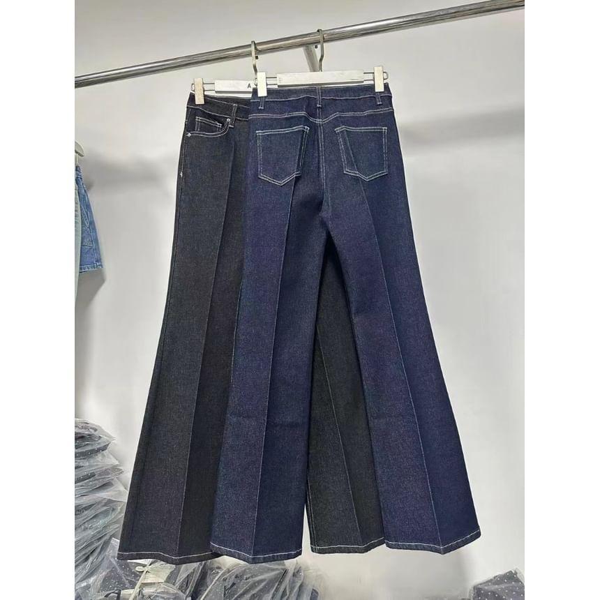 High Rise Unwashed Flared Jeans Product Image