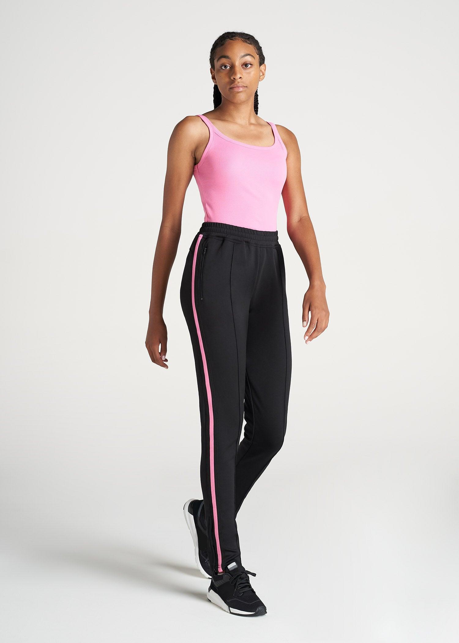 Women's Tall Athletic Pants in Black & Pink Female Product Image