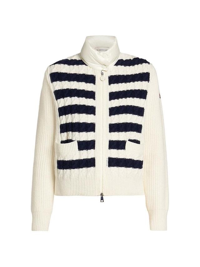 Womens Striped Down Puffer Cardigan Product Image