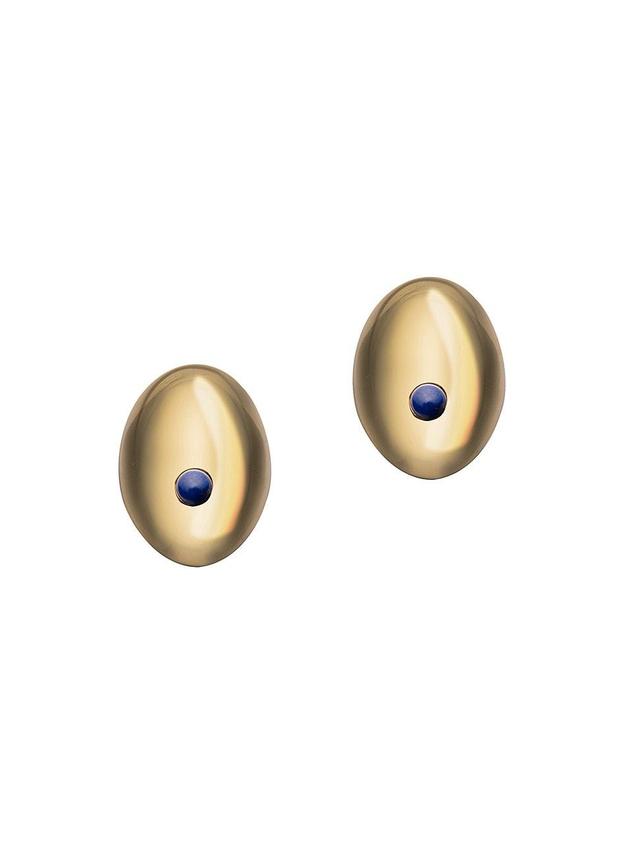 Womens Birdie 14K-Gold-Plated & Lapis Lazuli Oval Stud Earrings Product Image