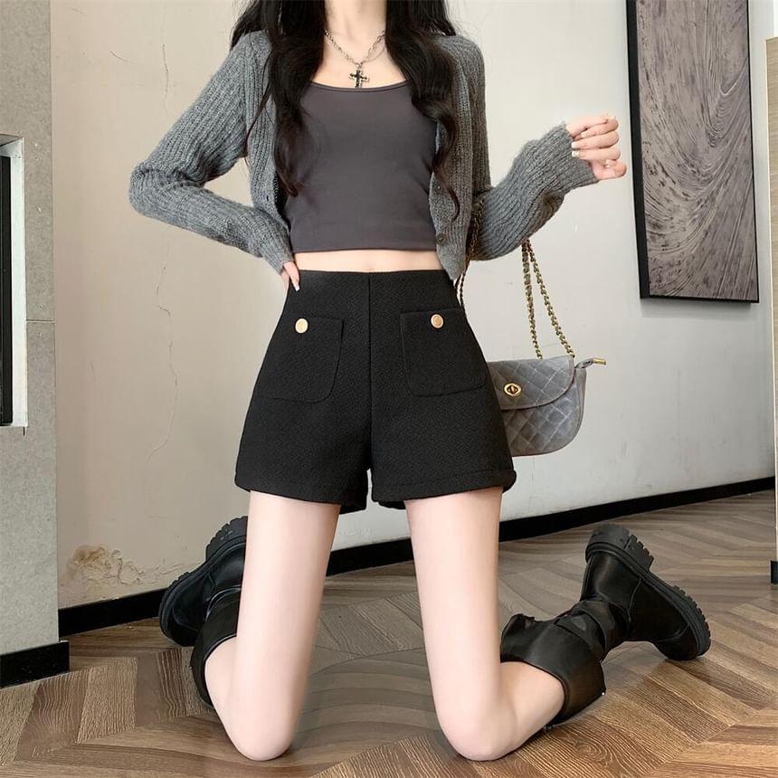 High Waist Plain Shorts Product Image