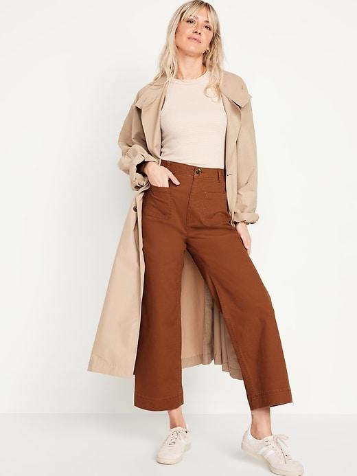 High-Waisted Cropped Wide-Leg Pants for Women Product Image