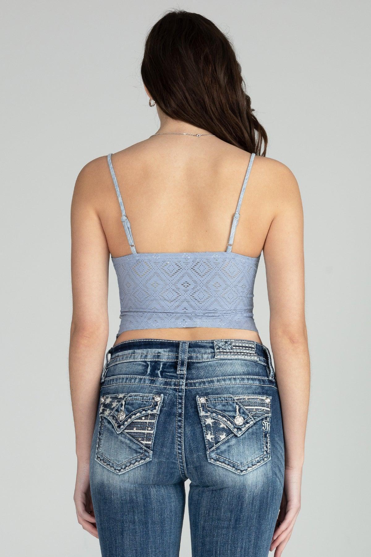 Handkerchief Denim Sequin Top Product Image