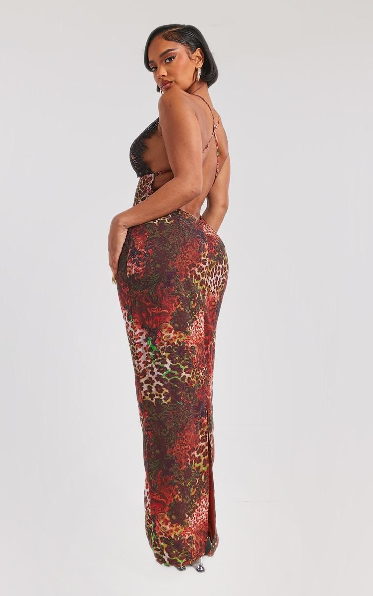 Shape Brown Printed Woven Lace Cup Detail Maxi Dress Product Image