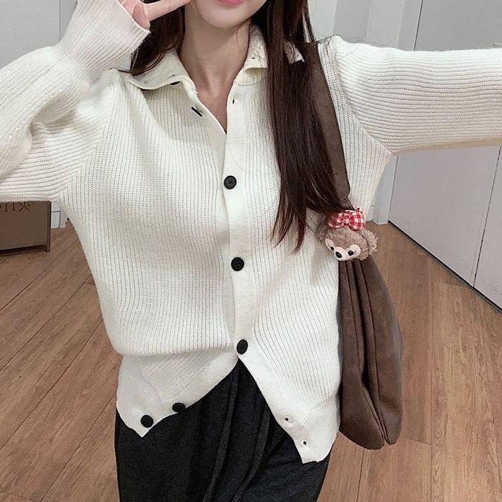 Turtleneck Ribbed Cardigan Product Image