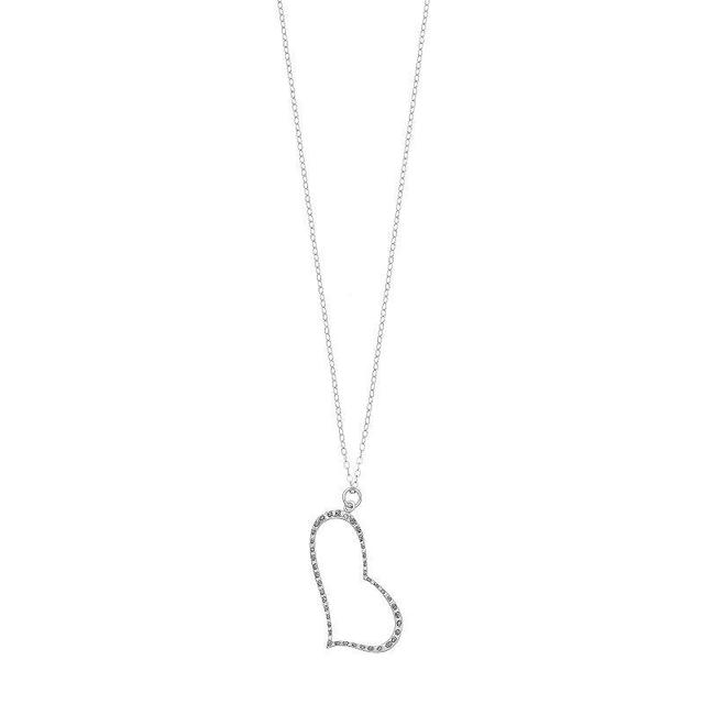 Diamond Mystique Platinum Over Silver Heart Pendant Necklace, Womens Silver Tone Product Image