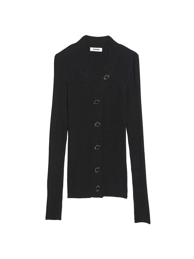 Sandro Gabrielle Ribbed Knit Cardigan Product Image