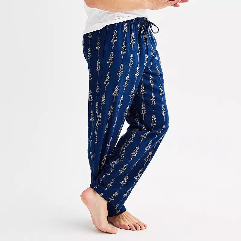 Mens Sonoma Goods For Life Flannel Drawstring Pajama Pants Blue Pine Print Product Image