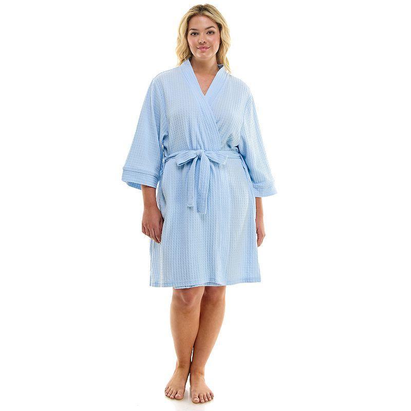 Plus Size Croft & Barrow Kimono Robe, Womens Brt Blue Product Image