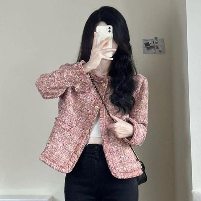 Tweed Button-Up Jacket Product Image