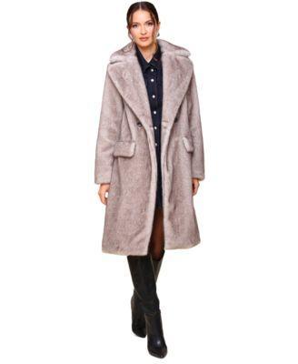 Women's Notched-Collar Faux-Fur Coat product image