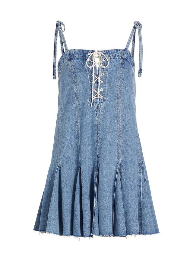 Womens Flounce Denim Minidress Product Image