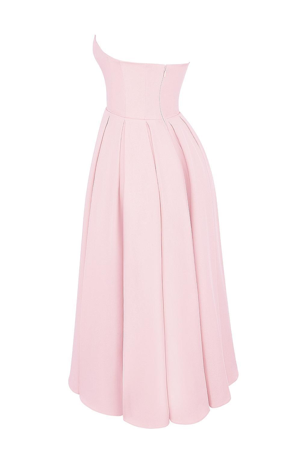 Contessa Parisian Pink Strapless Corset Midi Dress Product Image