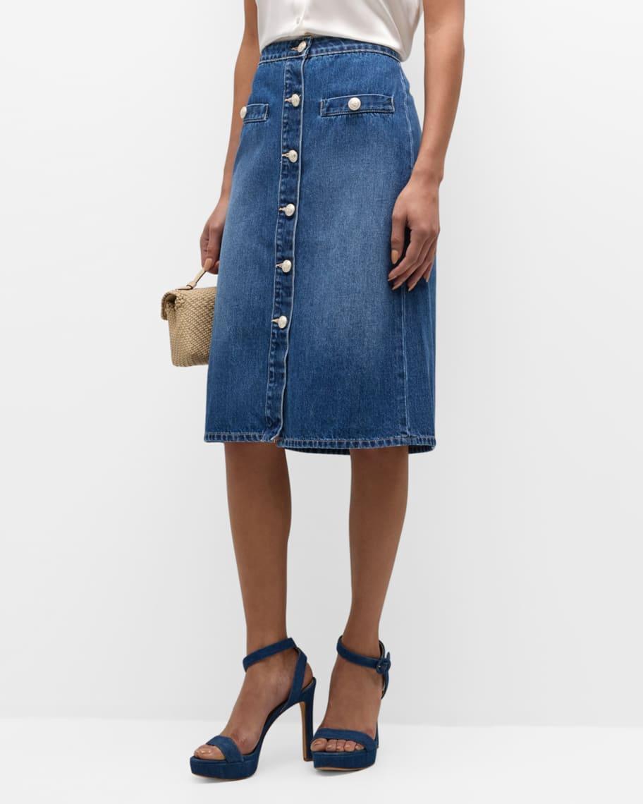 Landry Button-Front Denim Midi Skirt product image