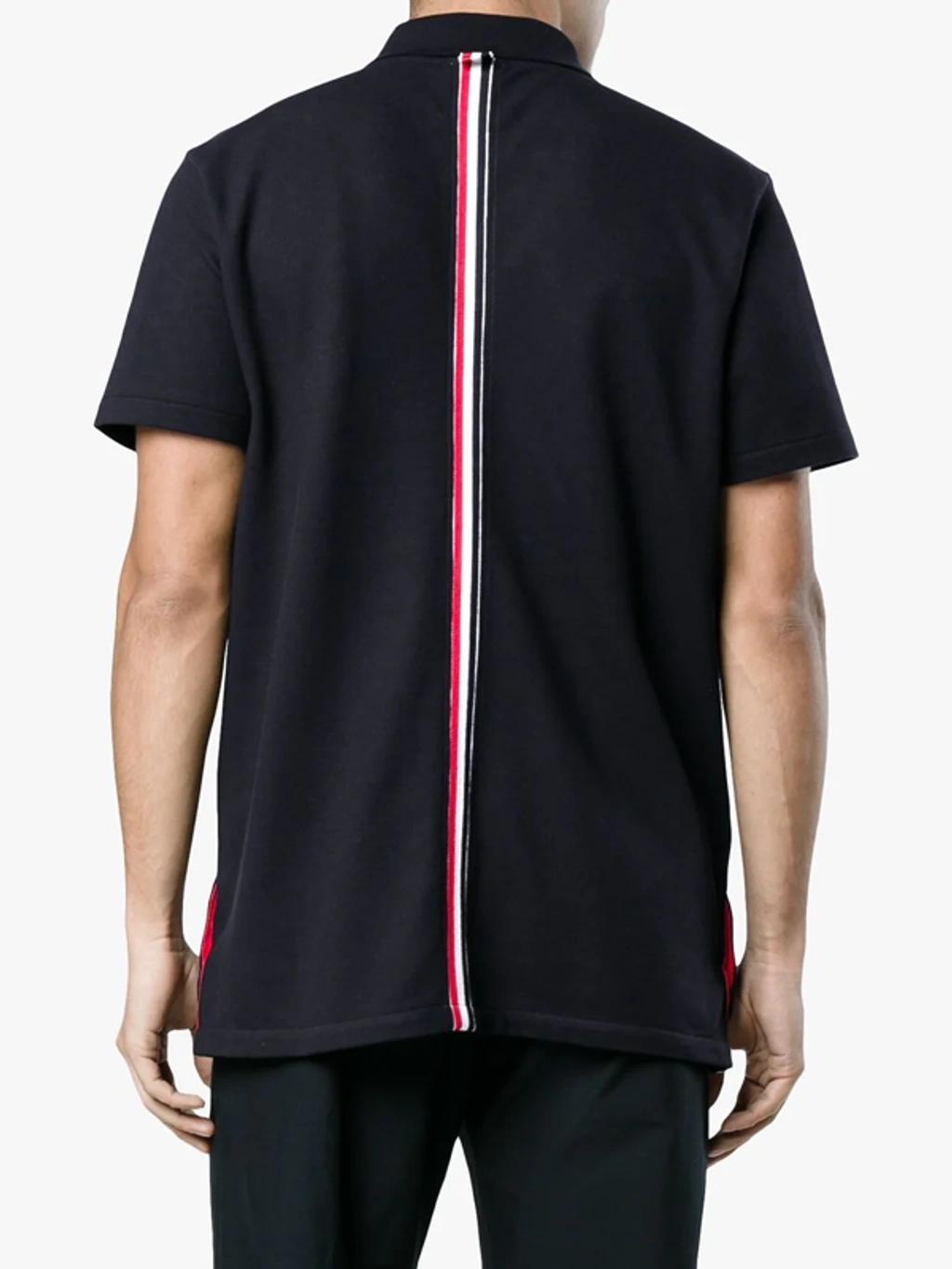 Logo-patch Short-sleeve Polo Shirt In Navy Product Image