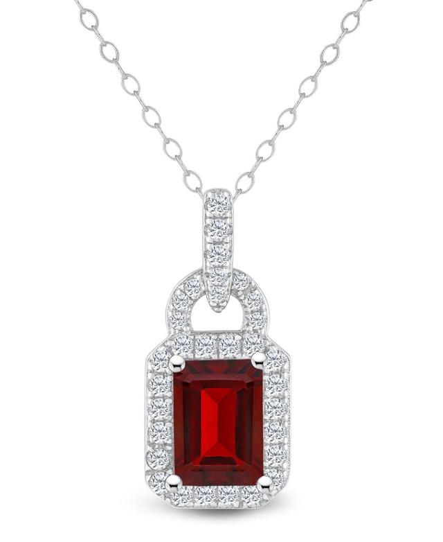 Macys Topaz (1/4 ct. t.w.) Halo Pendant Necklace in Sterling Silver Product Image