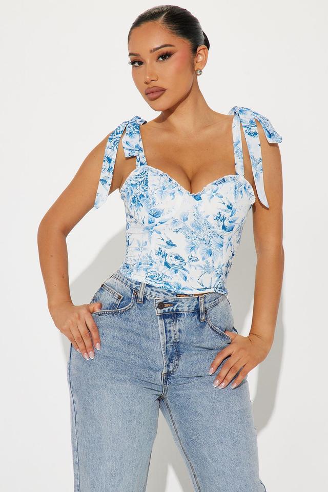 Days With You Floral Top - White/Blue Product Image