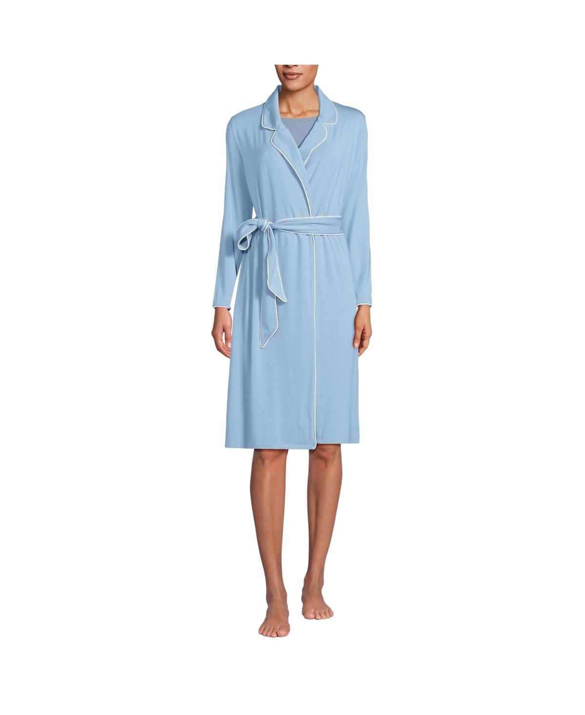 Womens Lands End Tie Front Cooling Robe Pale Grey Blue Product Image