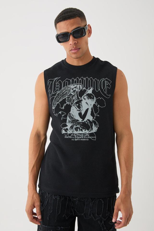 Gothic Renaissance Homme Waffle Printed Tank | boohooMAN USA Product Image