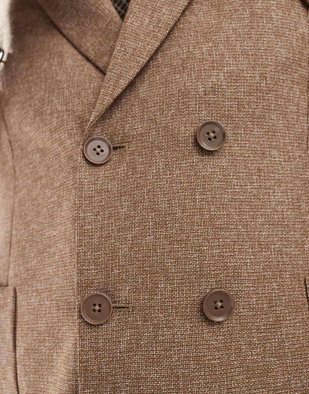 Shelby and Sons double breasted tailored slim blazer in mid brown - part of a set Product Image